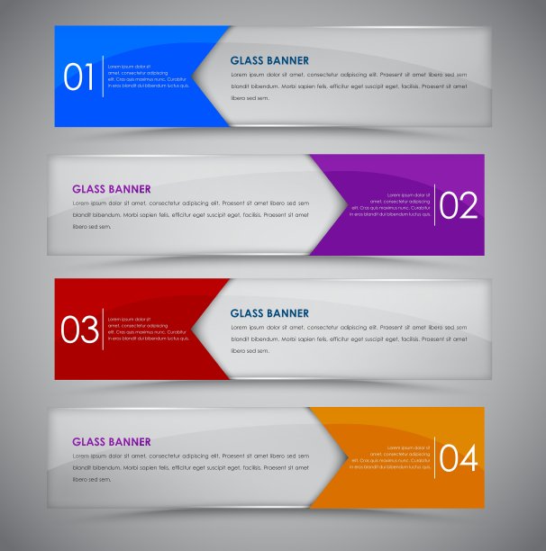 带箭头颜色的玻璃横幅图片下载