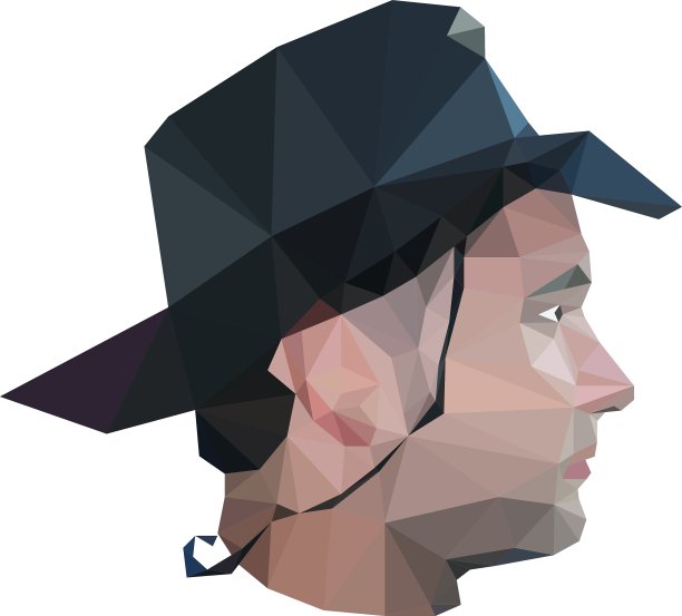 年轻男子的简介在折纸风格图片下载