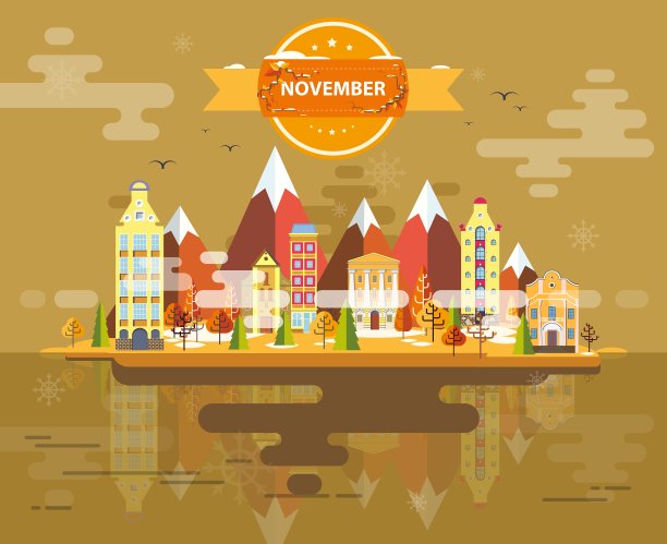 秋景小镇图片下载