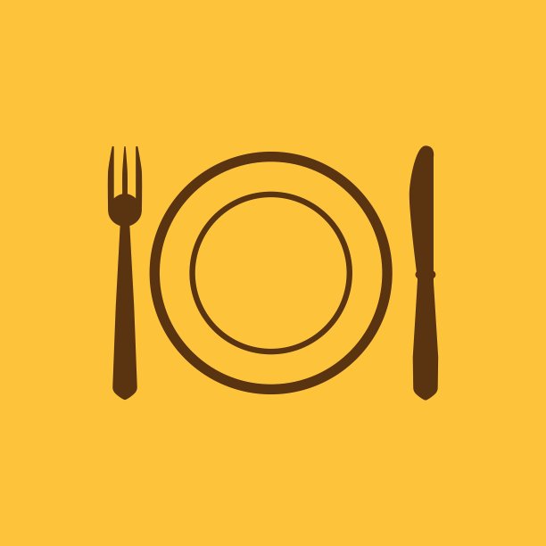 盘子上有叉和刀的图标图片下载