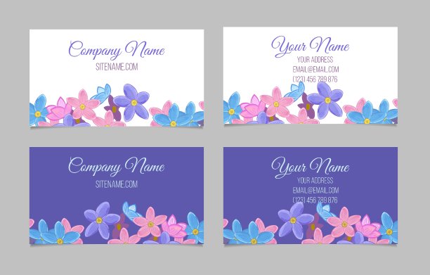 两张双面花名片图片下载