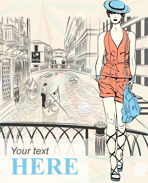 威尼斯可爱的时尚女孩图片下载