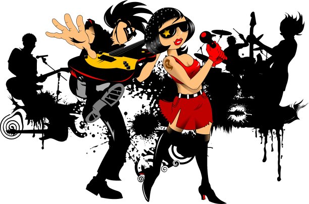 摇滚乐队的卡通图片下载