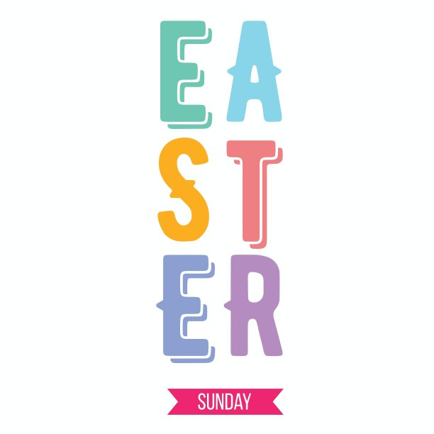复活节快乐排版设计孤立的白色图片下载