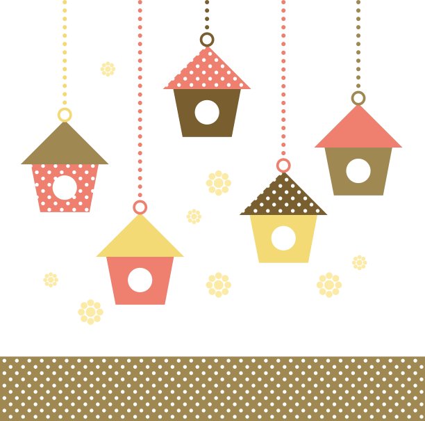 彩色鸟的房子孤立在白色上图片下载