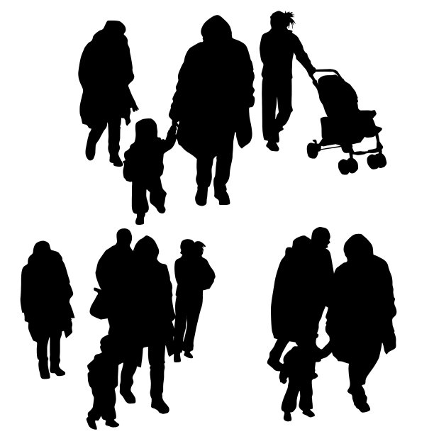 孩子的家庭剪影图片下载