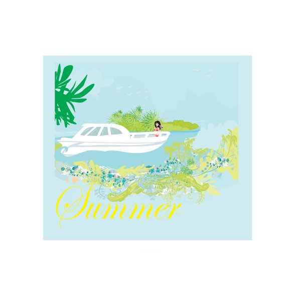 一个女人在游艇上的抽象卡片图片下载