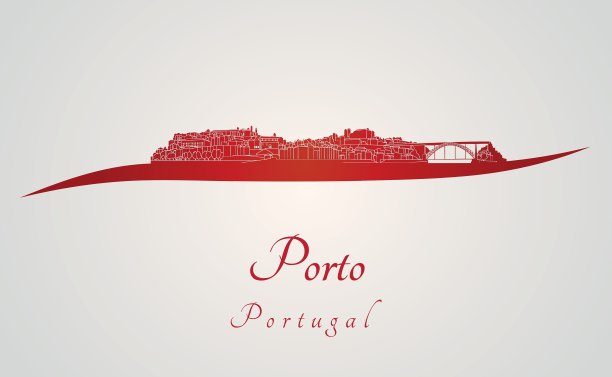 红色的波尔图天际线图片下载