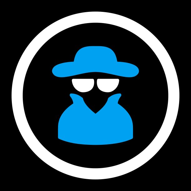 间谍平蓝和白色圆形图标图片下载