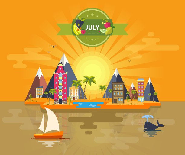 夏季景观小镇图片下载