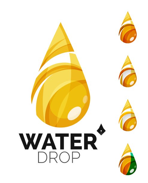 一套抽象的生态水图标商业标志类型图片下载