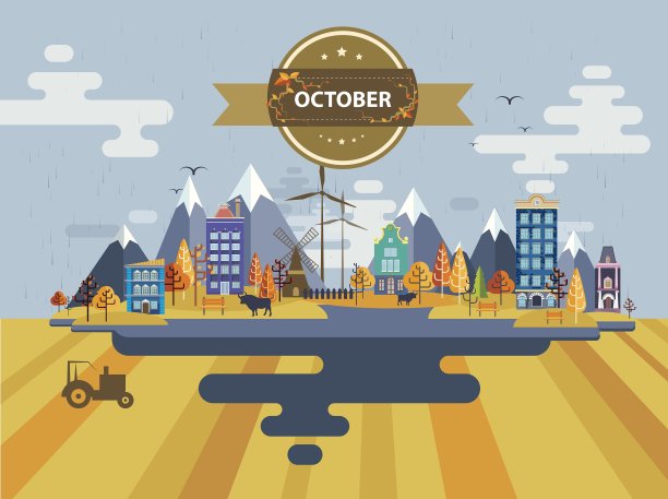 秋景小镇图片下载