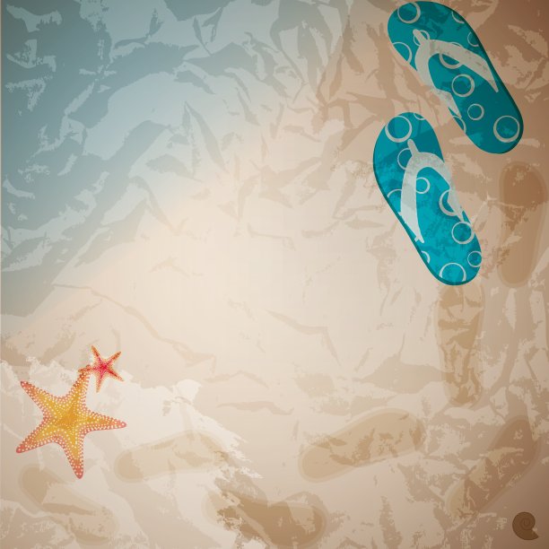 凉鞋和海星在海滩自然夏天图片下载