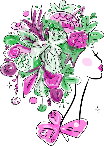 女人肖像与发型为圣诞节图片下载