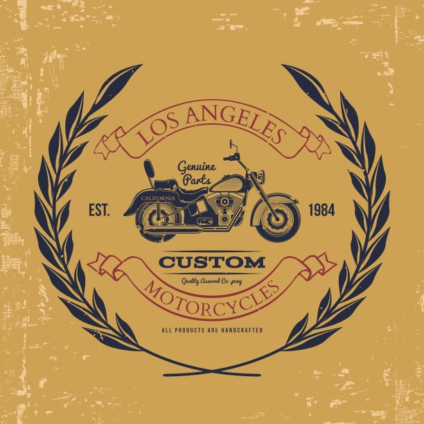 摩托车复古图形t恤排版图片下载