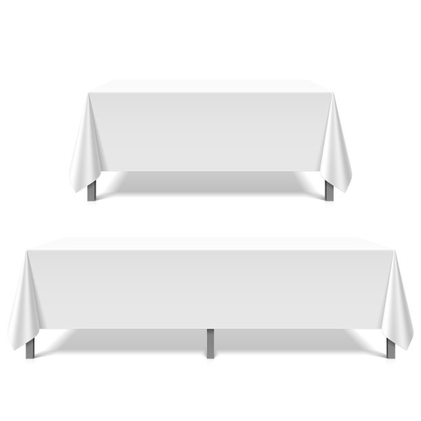 铺着白色桌布的大桌子图片下载