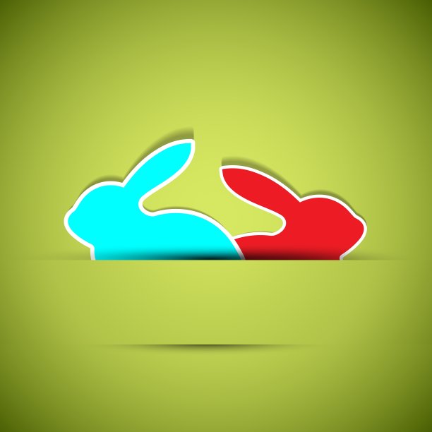 带兔子的绿色复活节卡片图片下载