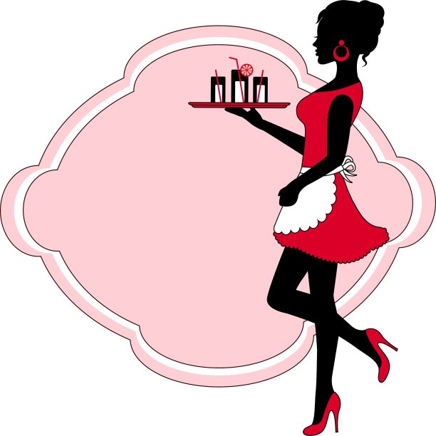 一个拿着托盘和框架的女人的剪影图片下载