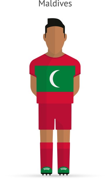 马尔代夫足球运动员足球制服图片下载