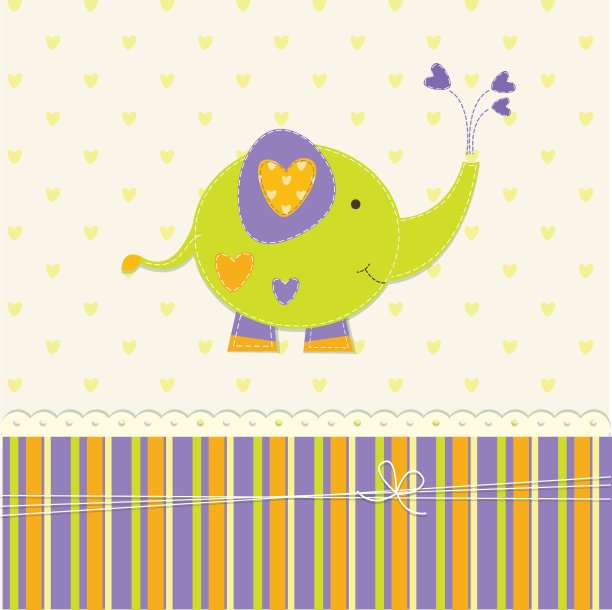 可爱的婴儿背景与大象图片下载