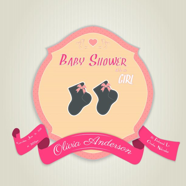 宝宝派对邀请，带袜子给小女孩图片下载