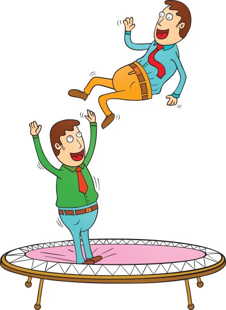 两个男人在蹦床上图片下载