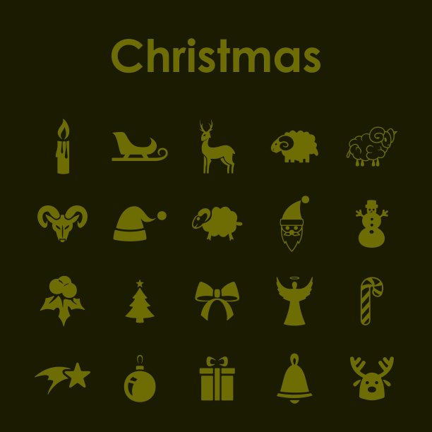 一套圣诞节的简单图标图片下载