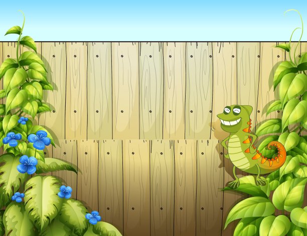 栅栏附近的一只蜥蜴图片下载