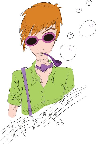 手绘的男孩戴着太阳眼镜图片下载