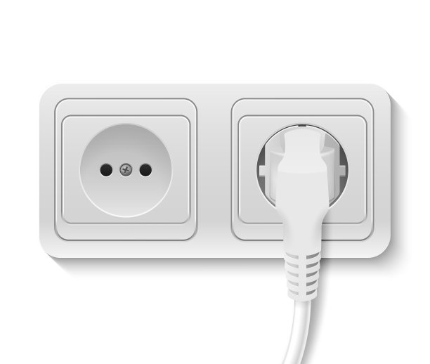 电源插座与电缆堵塞图片下载