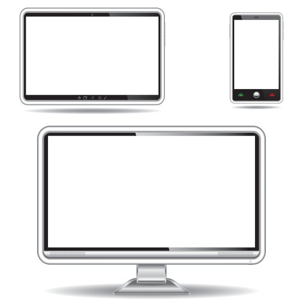 银色显示器平板电脑和智能手机图片下载