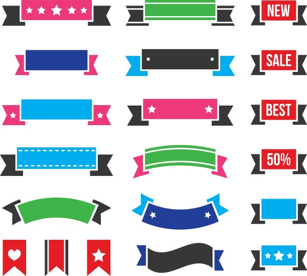 复古丝带彩色复古书签集图片下载