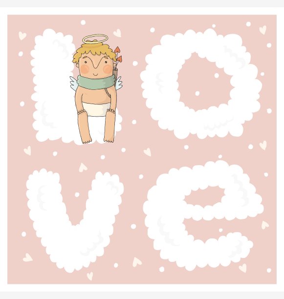 可爱丘比特的情人节卡片图片下载