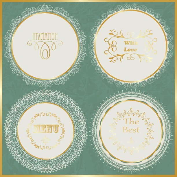 金色边框的花边餐巾图片下载