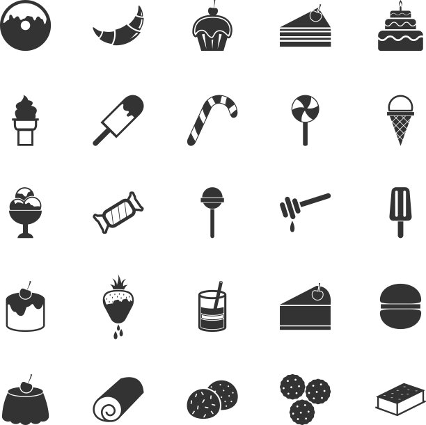 白色背景上的甜点图标图片下载