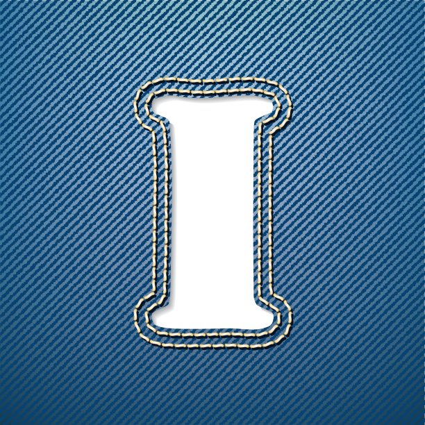 牛仔牛仔裤，字母I图片下载