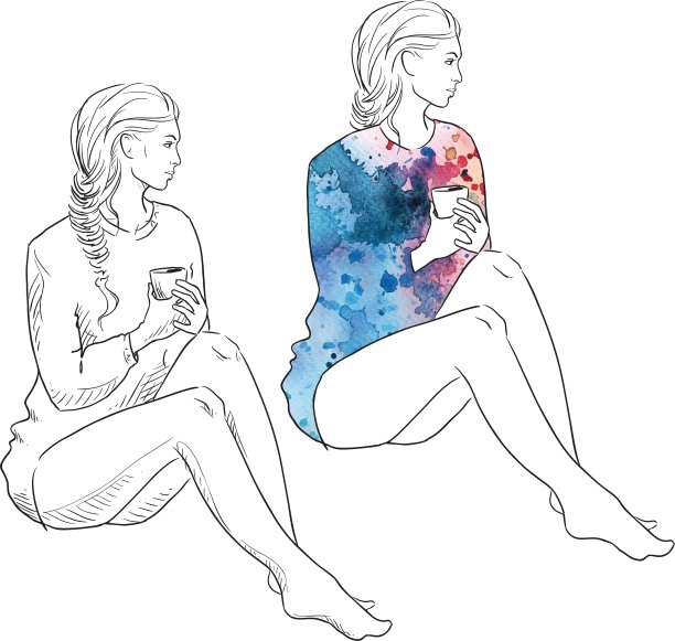 穿着毛衣拿着咖啡的女孩图片下载