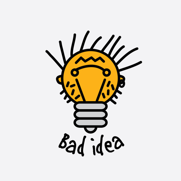 坏主意颜色象征灯泡脸标志标志图标有趣的标志图片下载