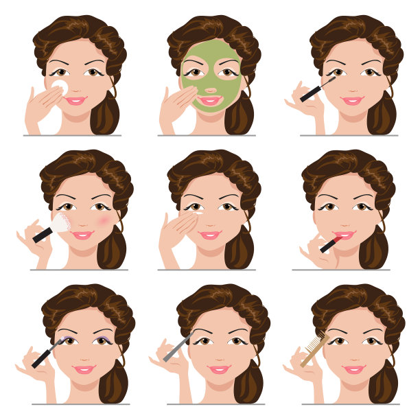 一组化妆的女人图片下载