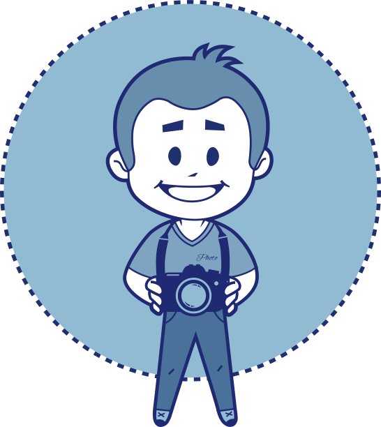 带相机微笑的摄影师图片下载