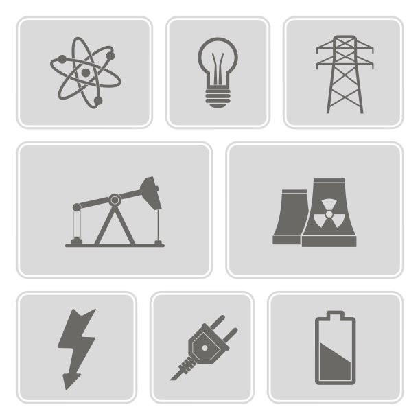 单色设置与能源和电源图标图片下载