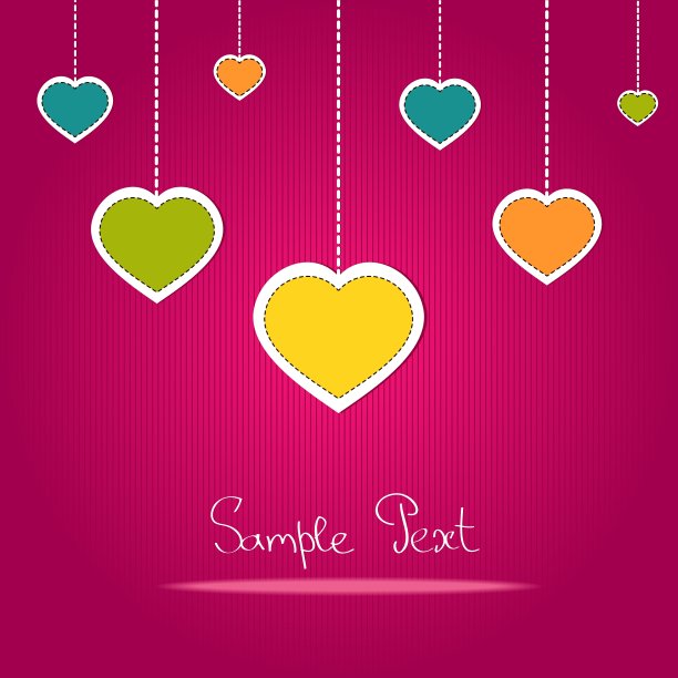 卡片上有五颜六色的爱心图片下载