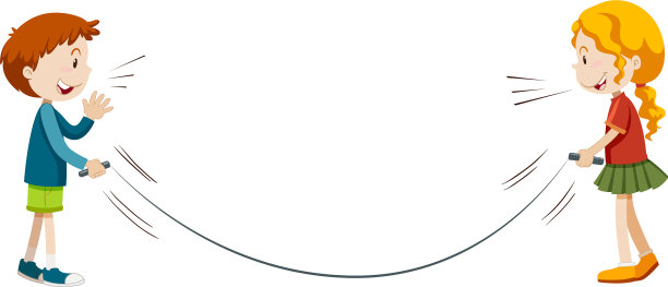 男孩和女孩在玩跳绳图片下载