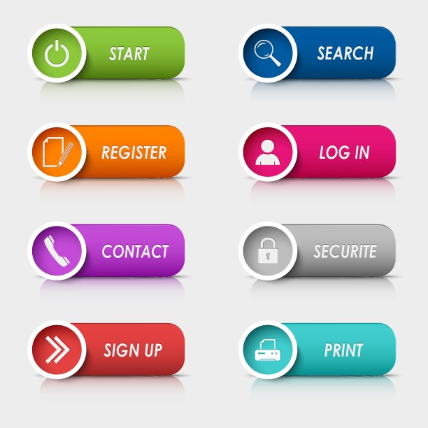 彩色设置矩形网页按钮模板图片下载