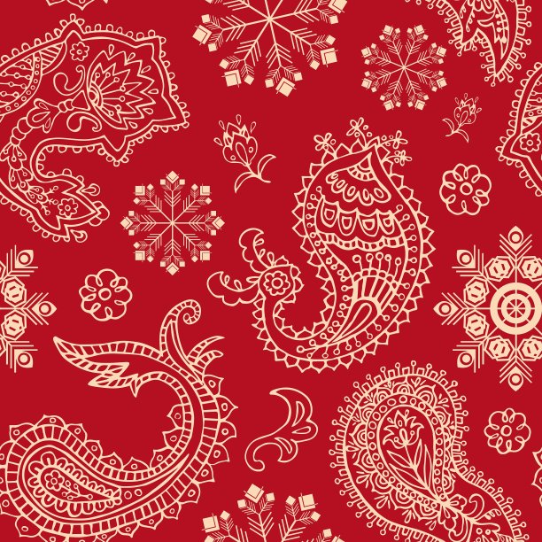 无缝圣诞和佩斯利图案图片下载