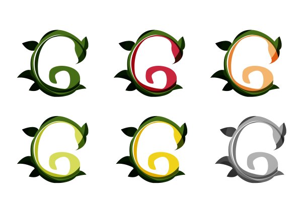 一套抽象的生态植物图标商业标志类型图片下载