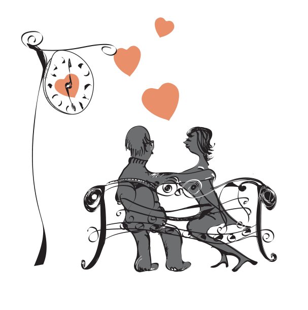 长凳上的夫妇图片下载