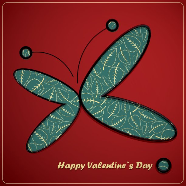 情人节贺卡与蝴蝶图片下载