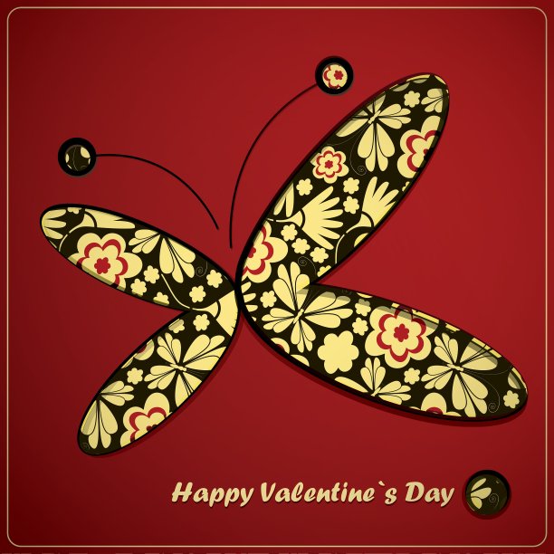 情人节贺卡与蝴蝶图片下载