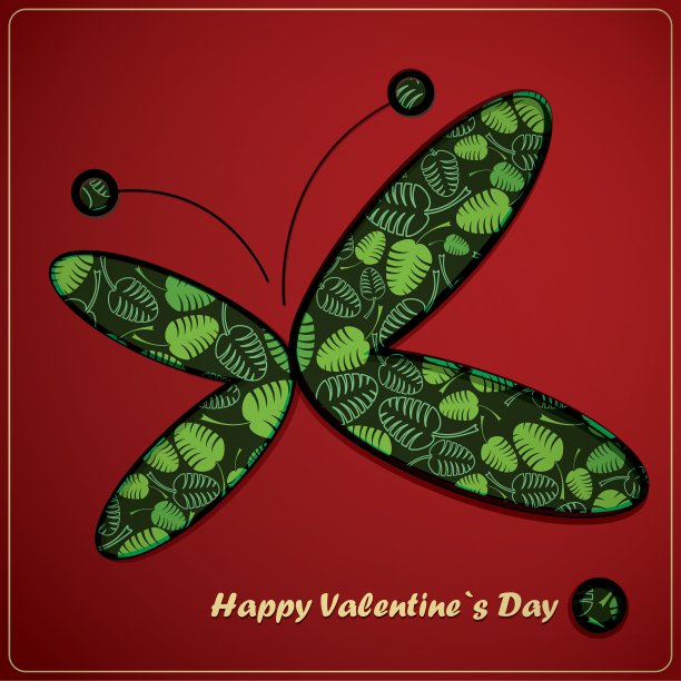 情人节贺卡与蝴蝶图片下载